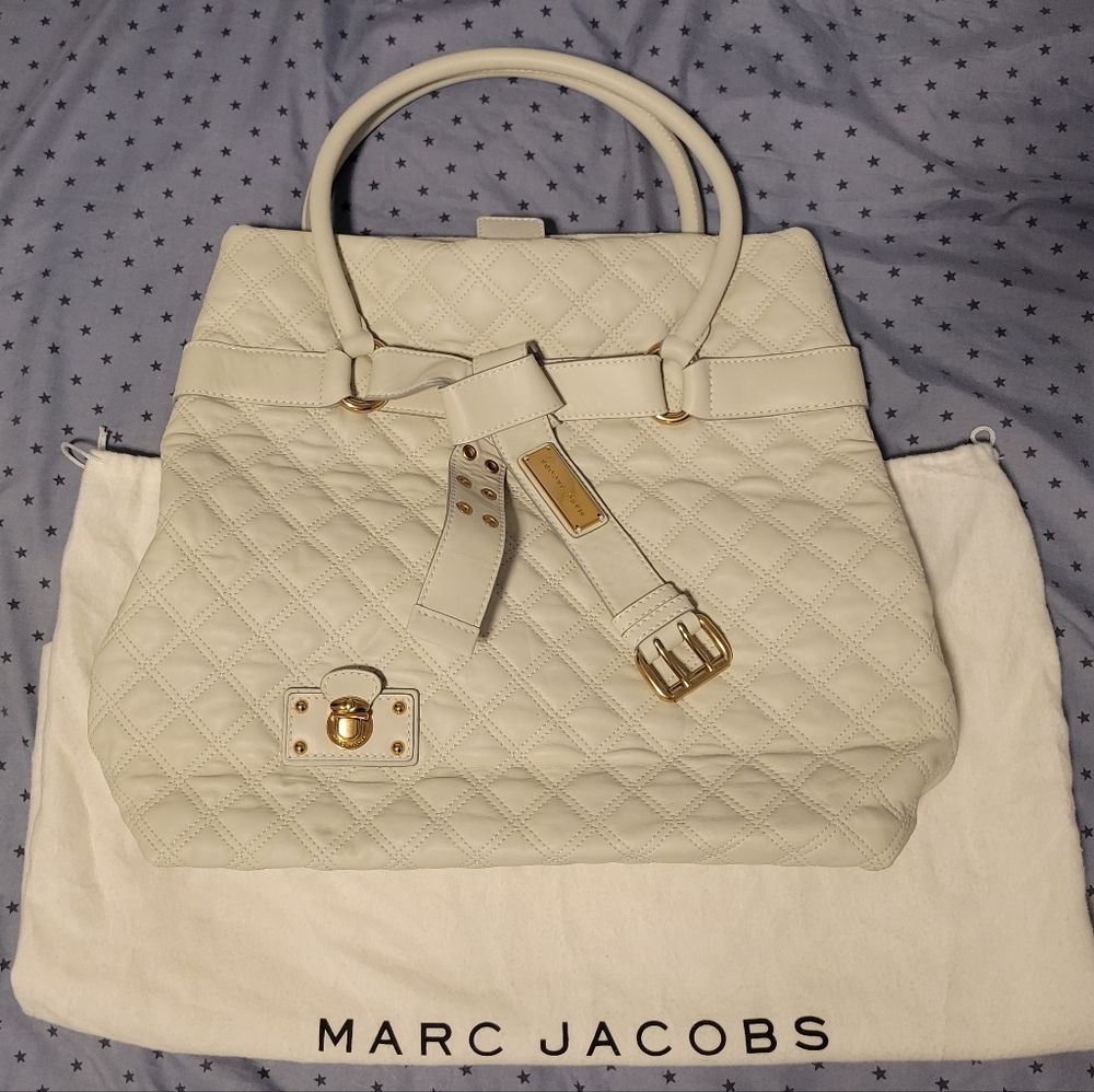 Marc Jacobs White Casey Double Quilted Tote NWT